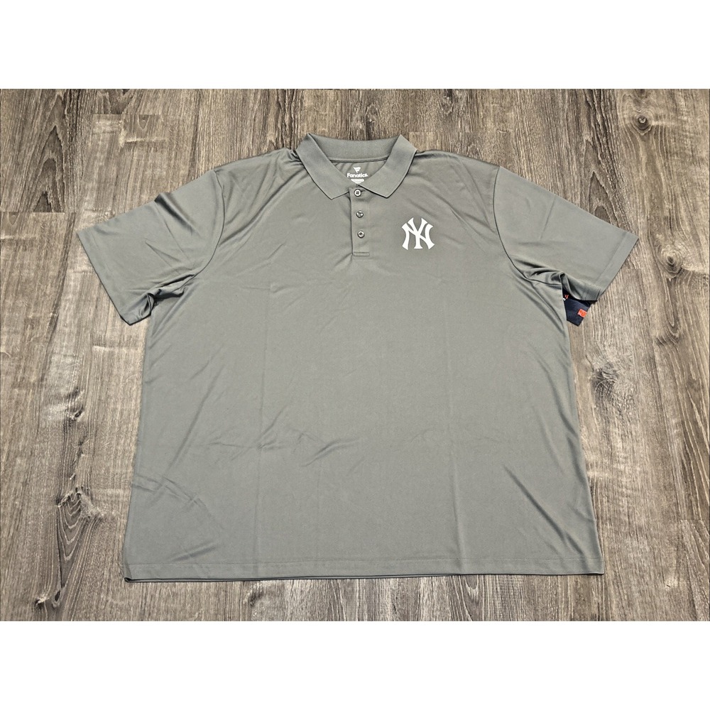 New York Yankees Polo Shirt Men's 4XL Fanatics Short Sleeve Gray Logo New NOS